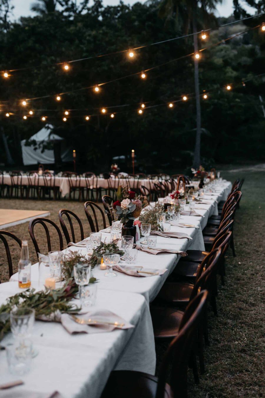 wedding under the stars – long outdoor dinner table