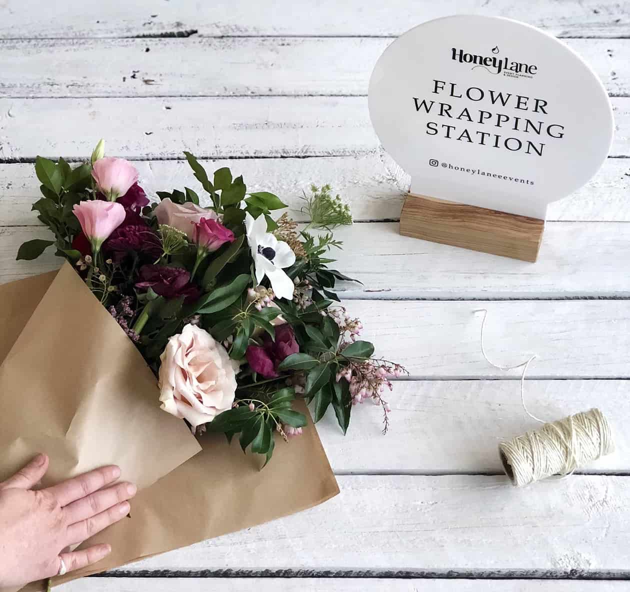 flower wrapping station
