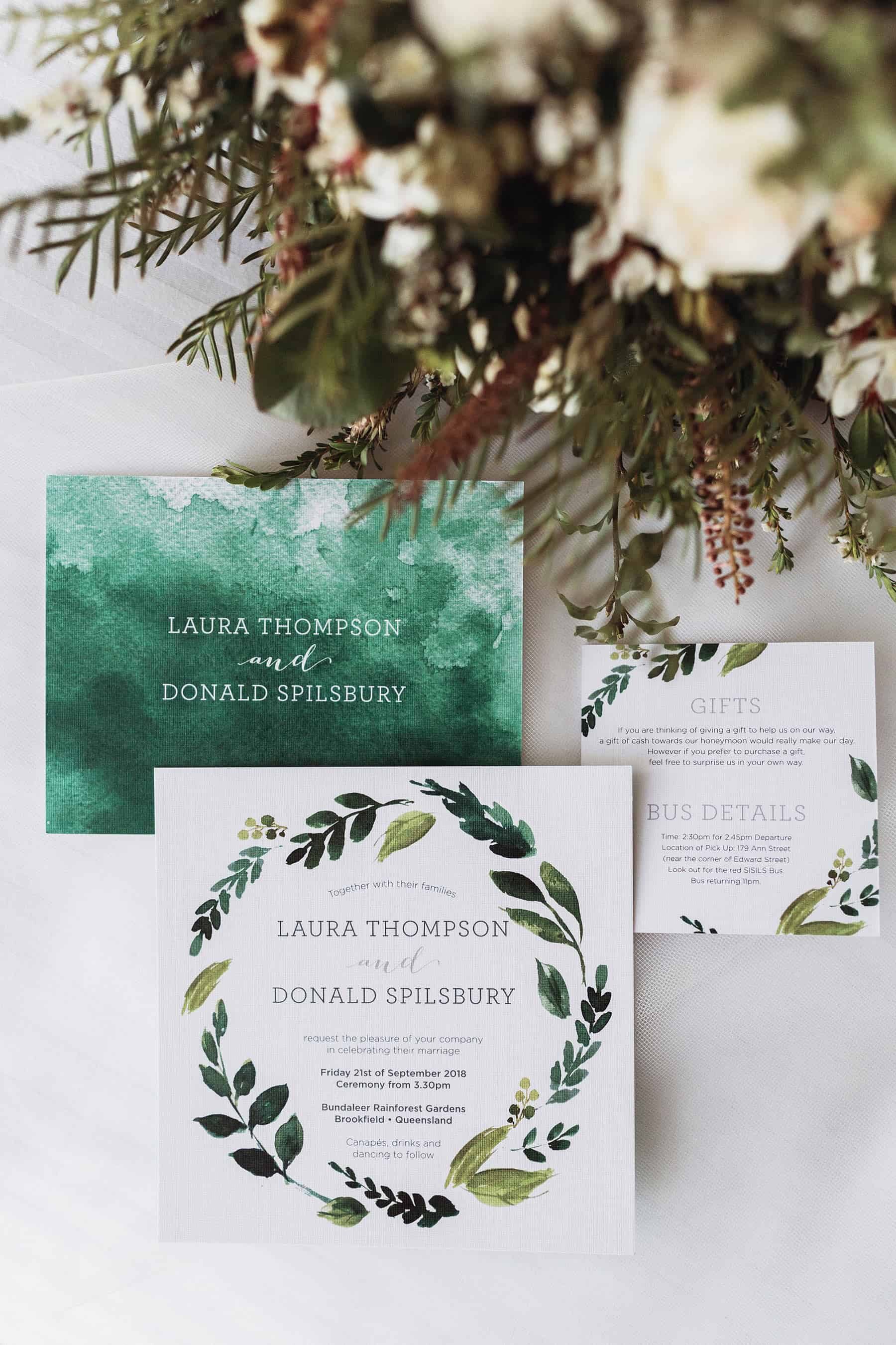 watercolout botanic illustrated invitations