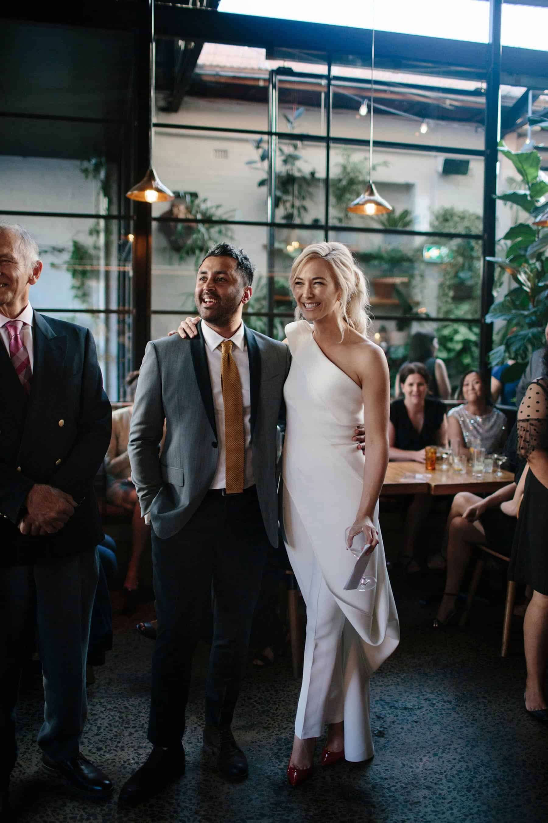 modern white bridal jumpsuit by Toni Maticevski