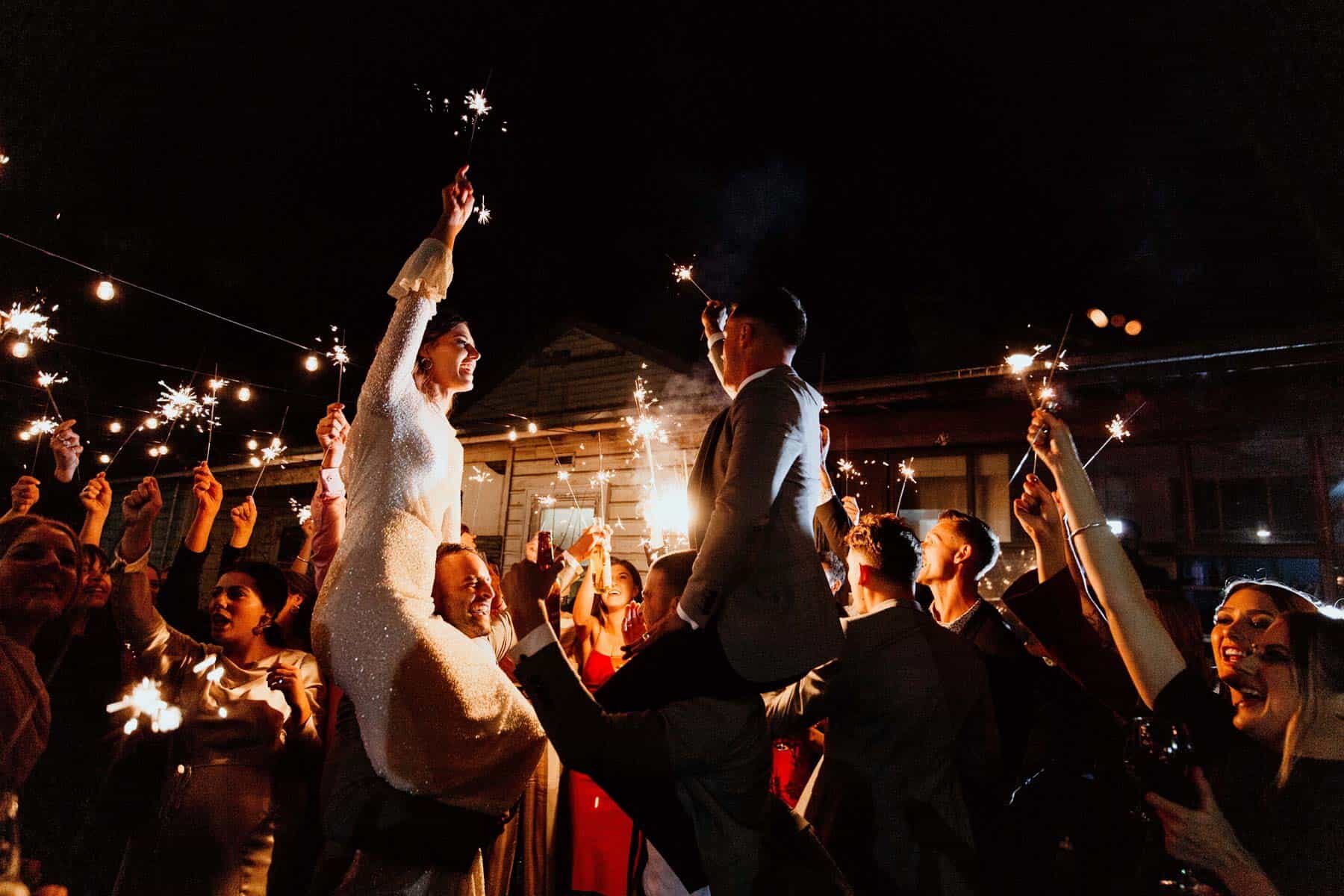 bride groom sparkler dancefloor