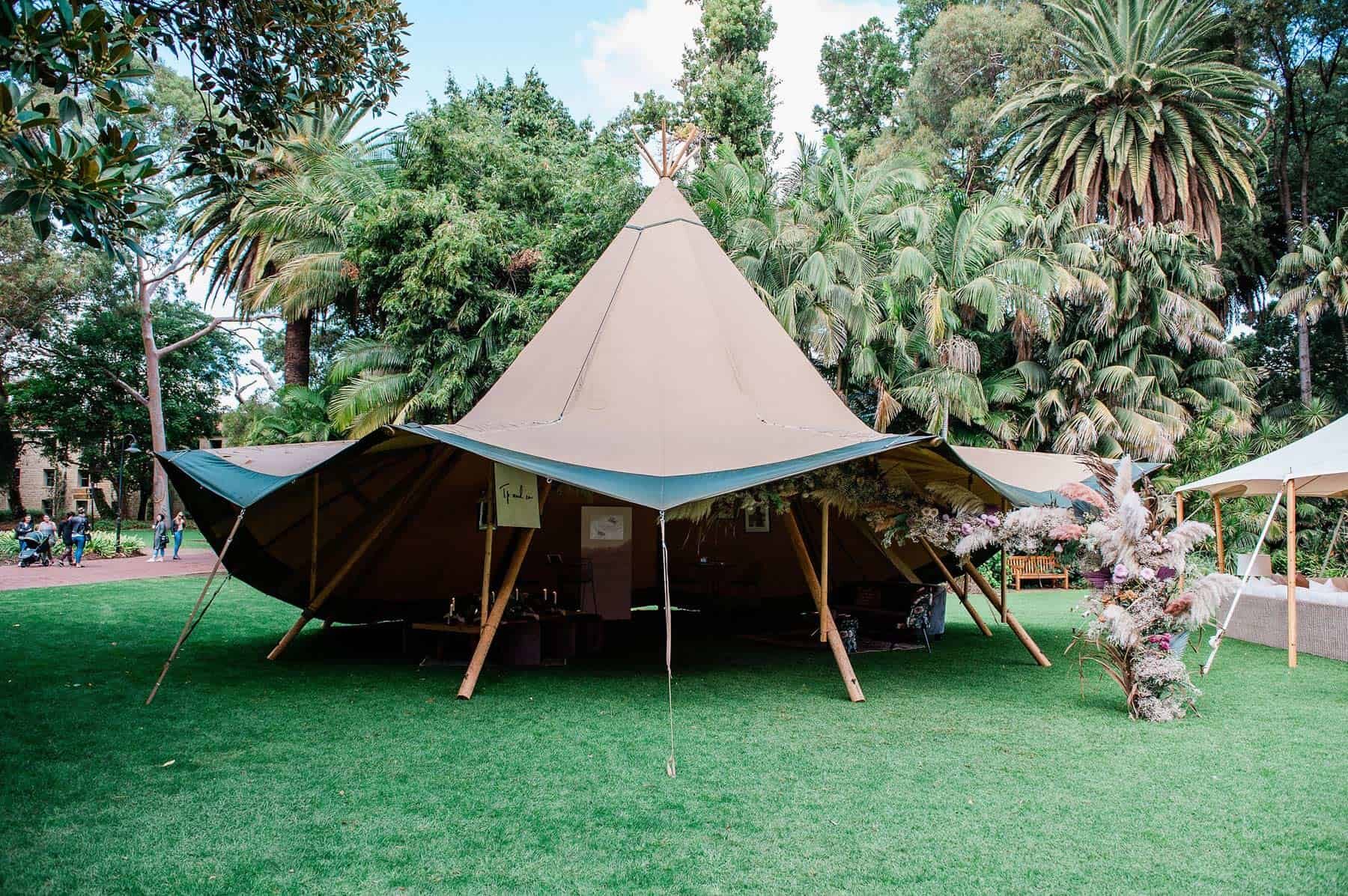 tipi marquee for festival wedding Perth