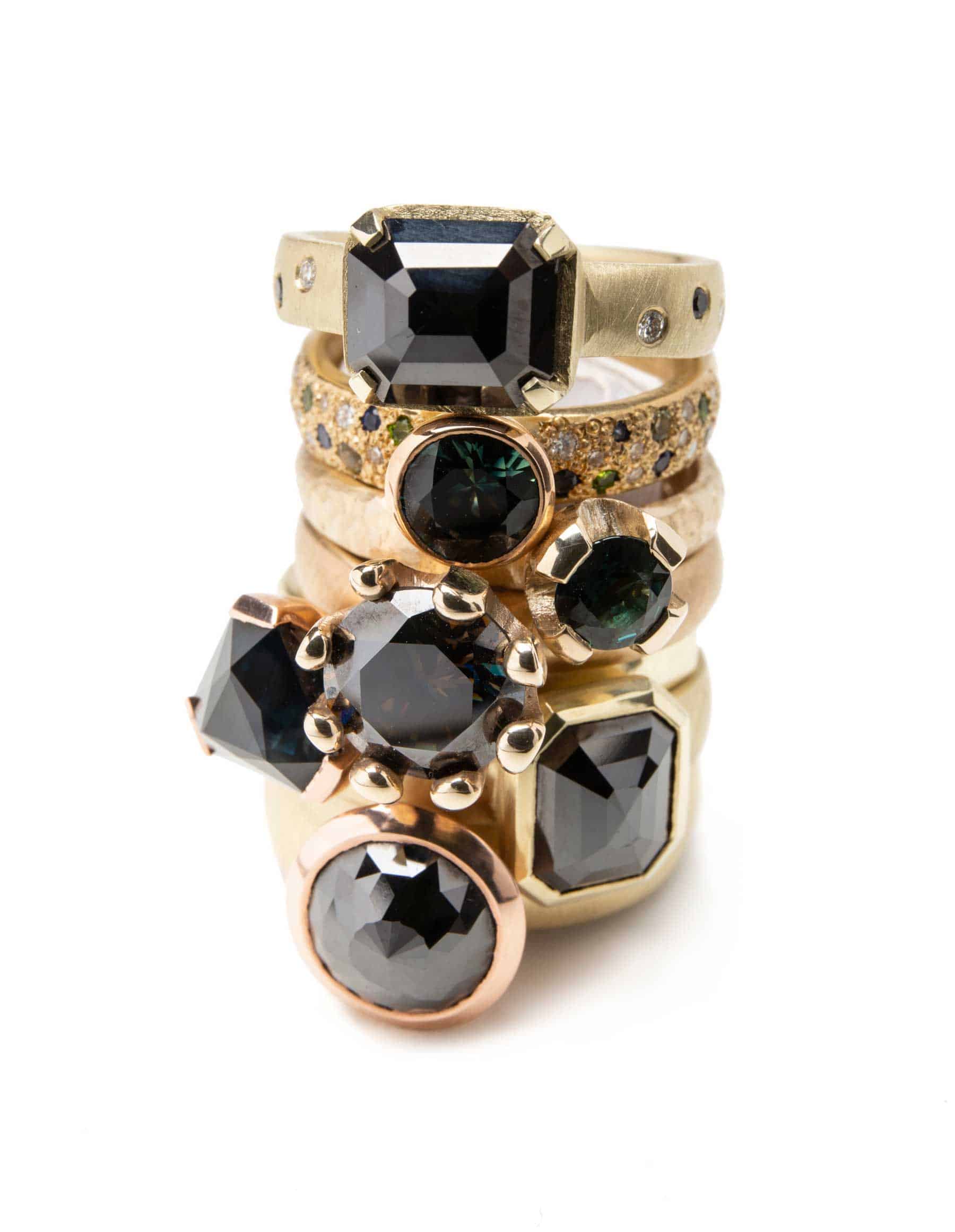 stack black diamond engagement rings