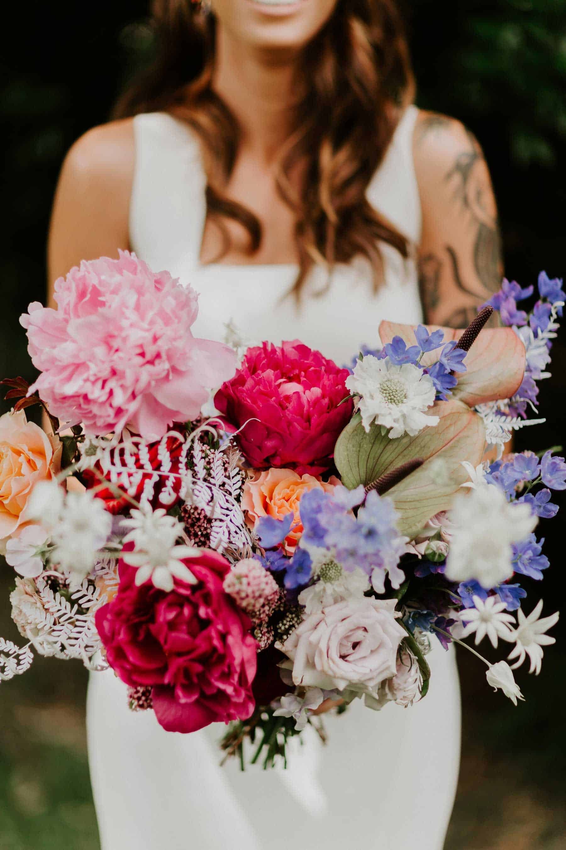colourful unstructured bridal bouquet
