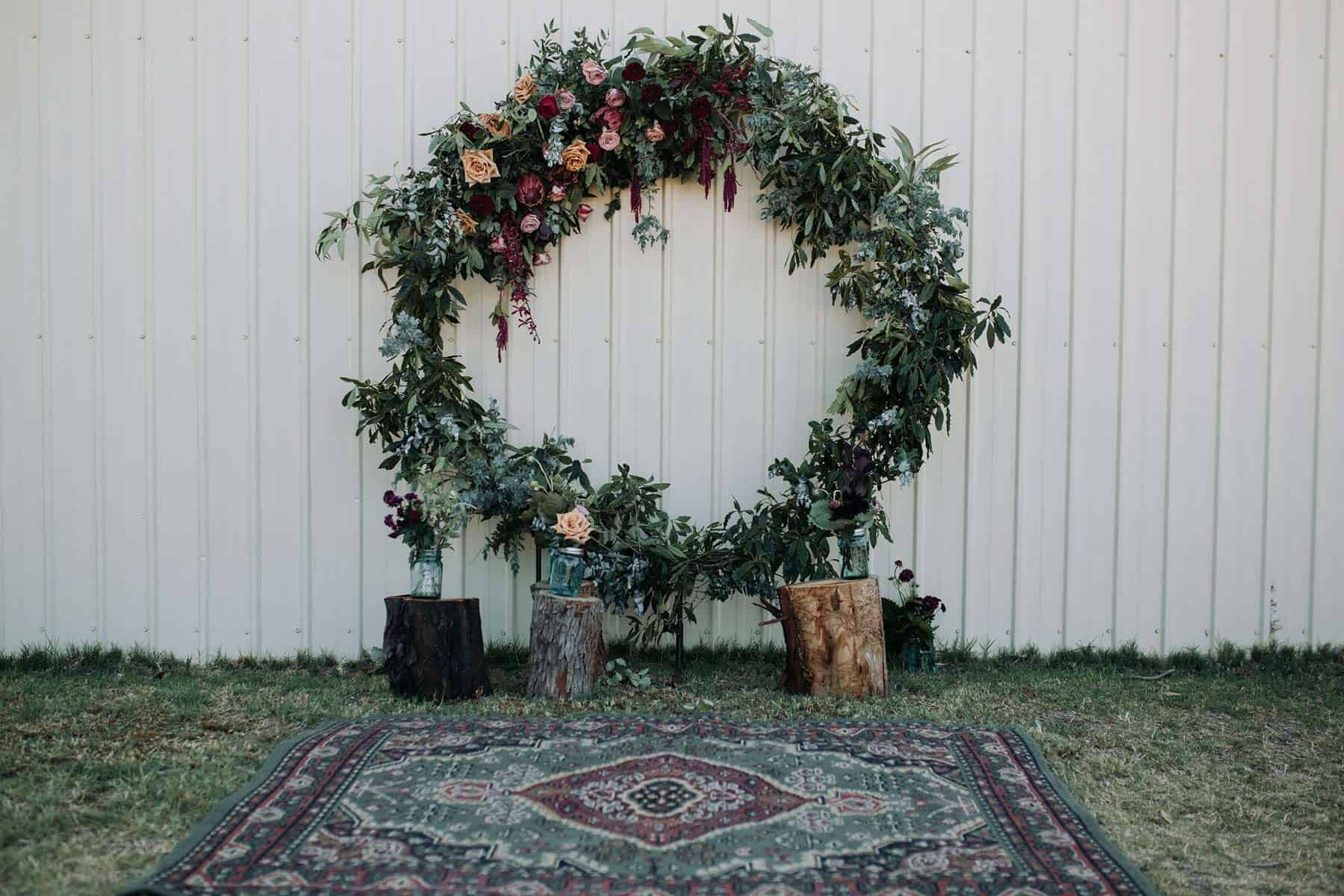 Circle floral arbour with lots of greenery