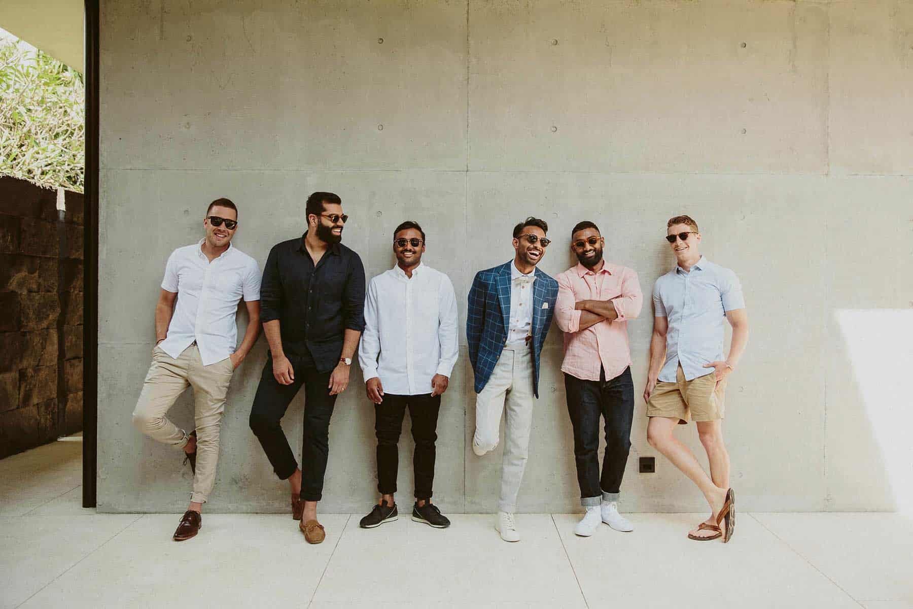 modern mismatched groomsmen