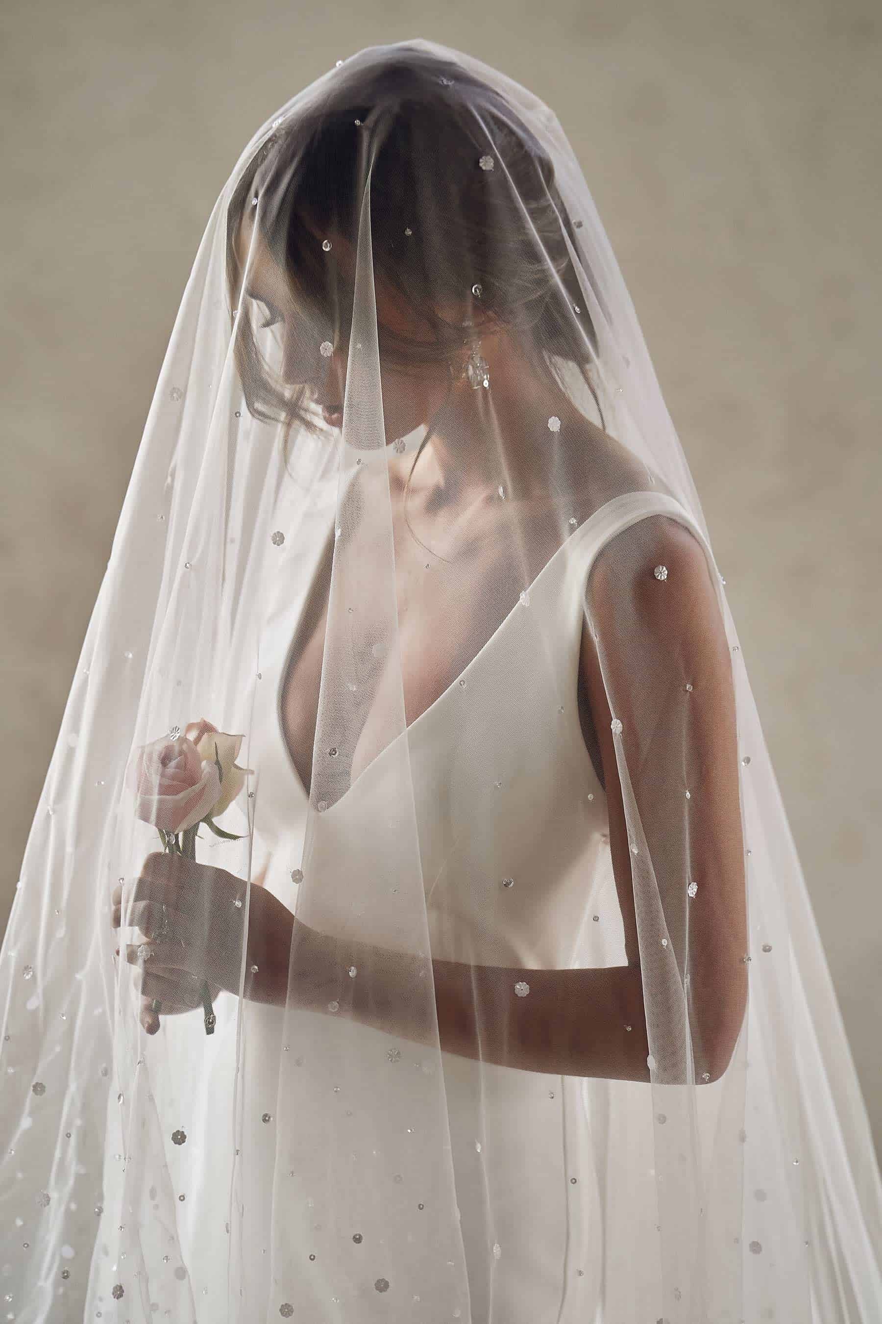 polka dot jewelled bridal veil