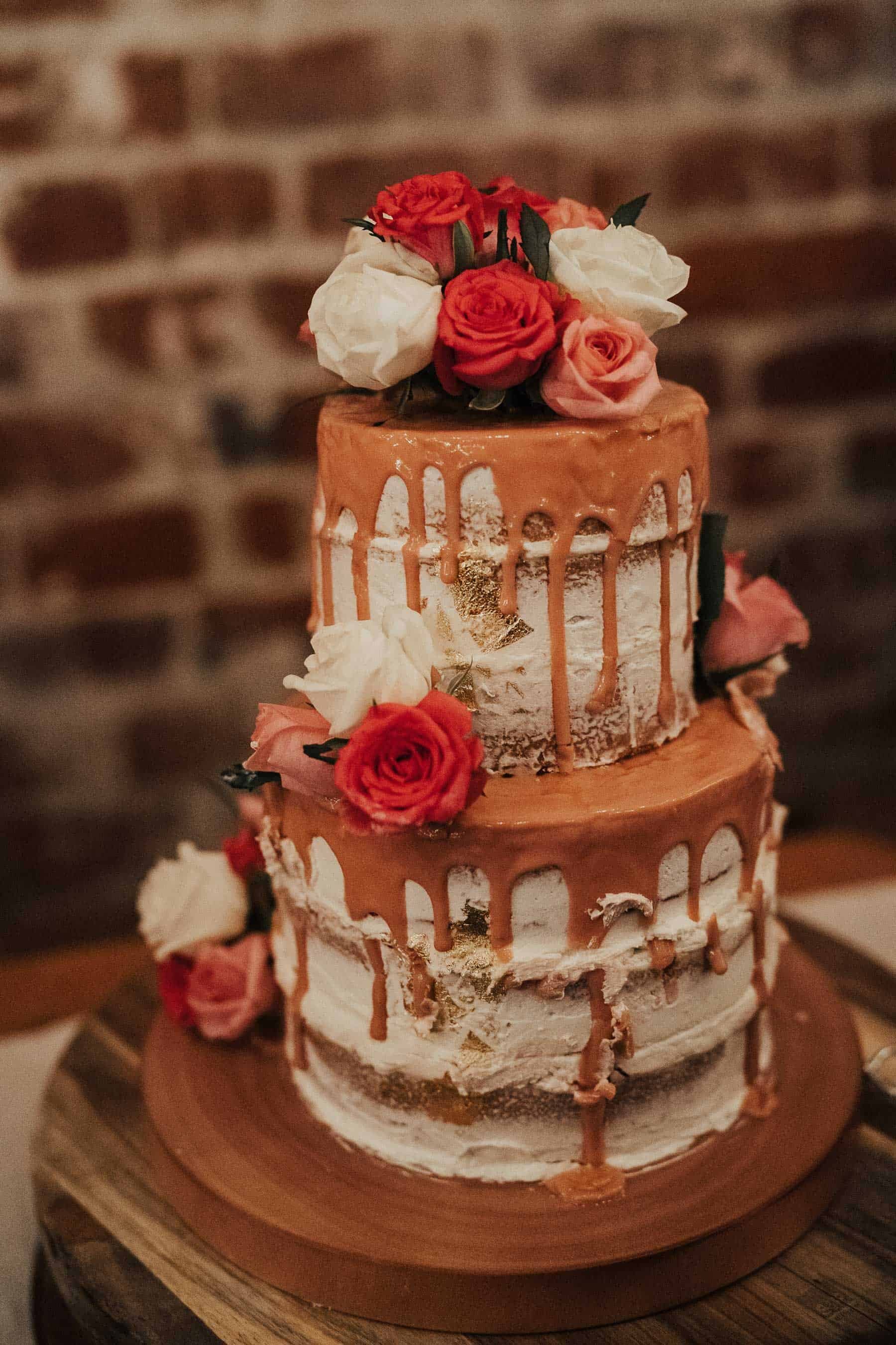 DIY two tier wedding cake with drip