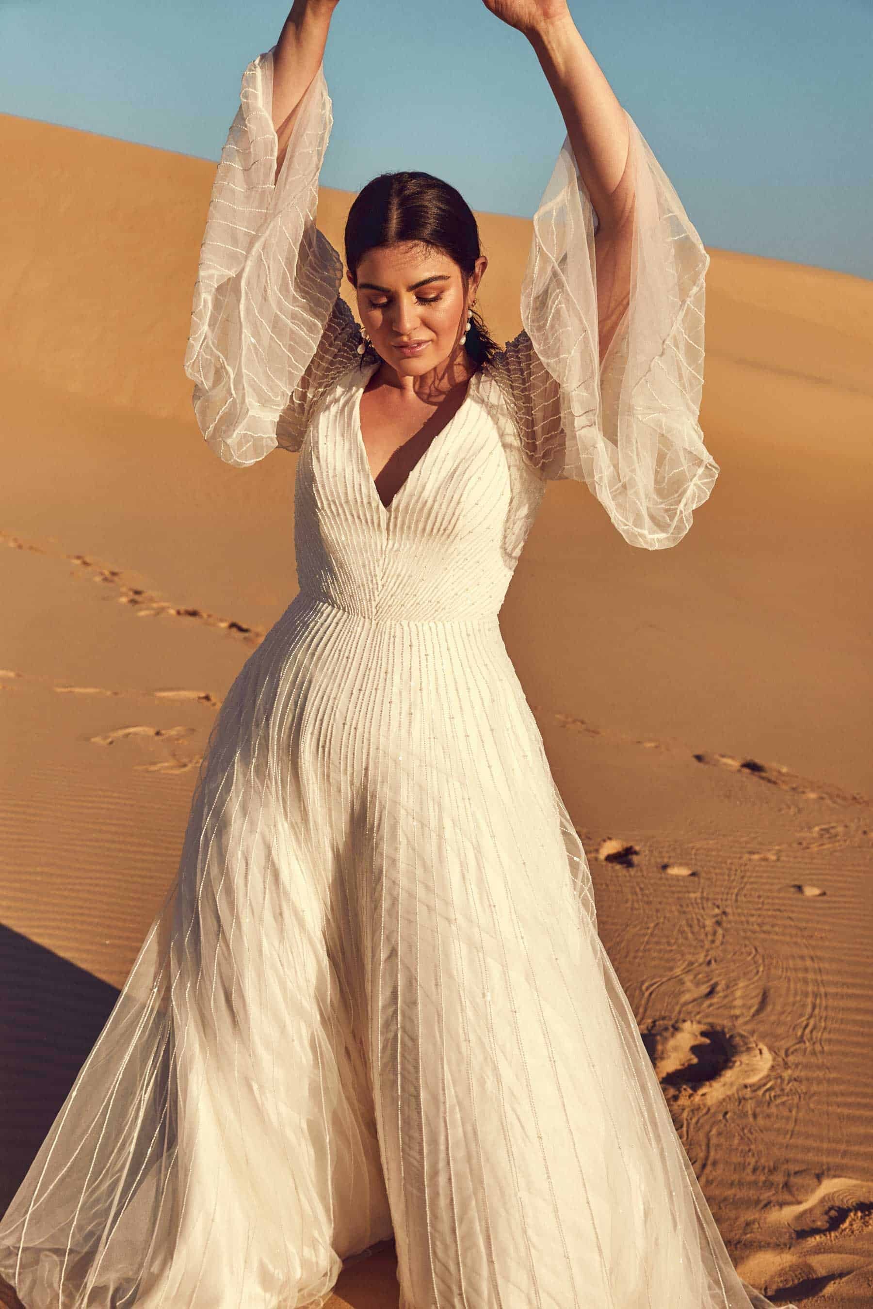 plus size modern long sleeve wedding dress