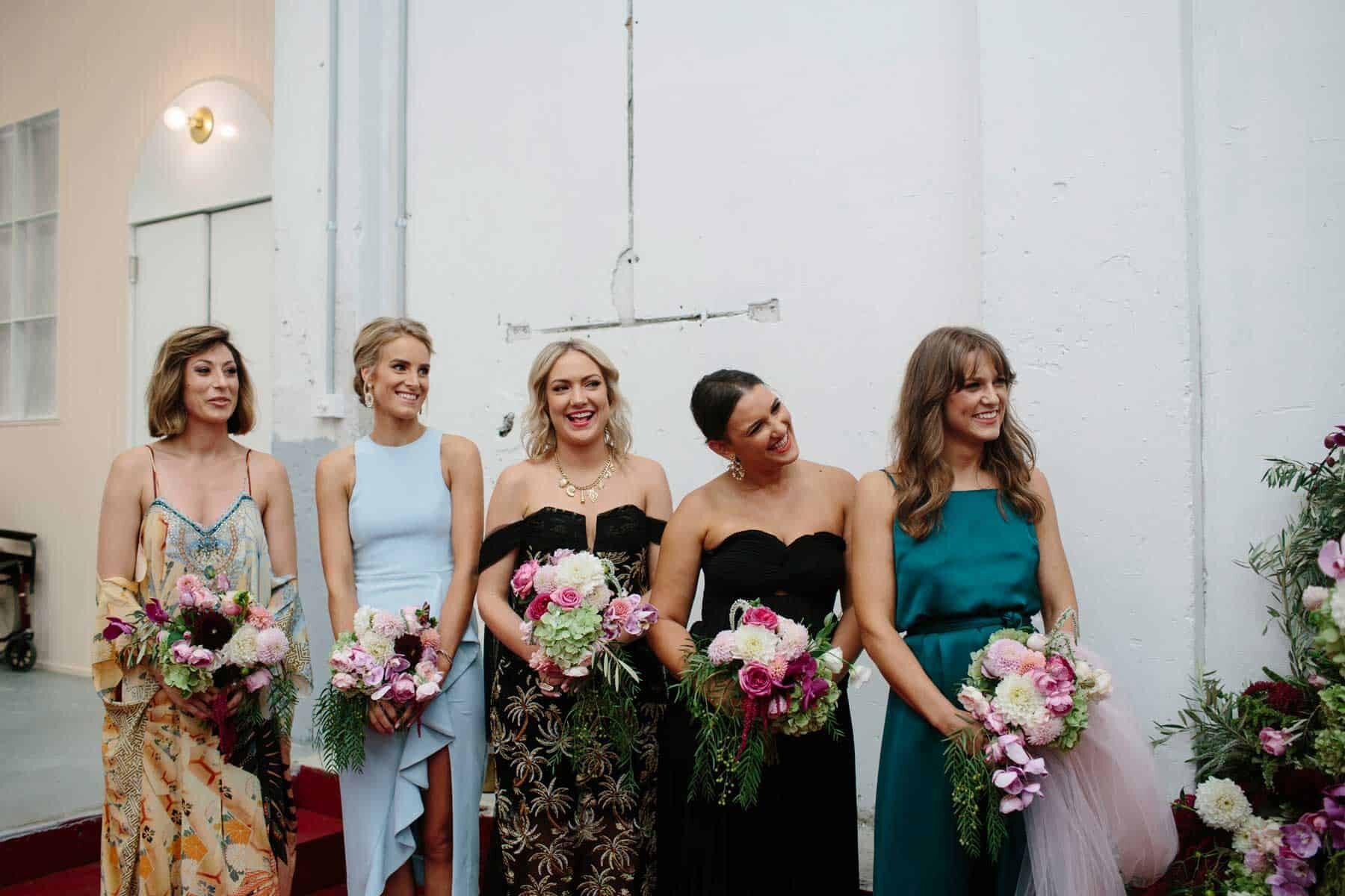 modern mismatched bridesmaids