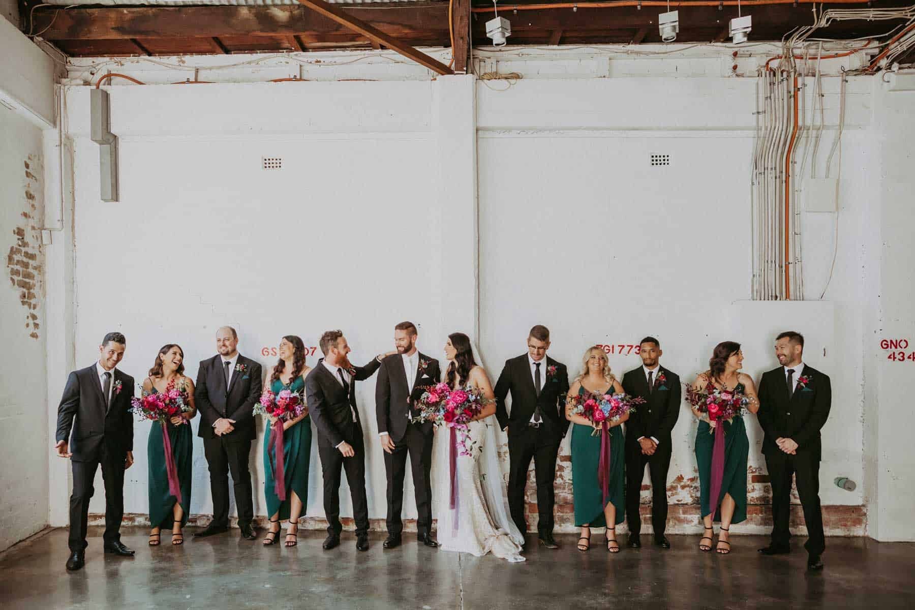 modern jewel-toned bridal party
