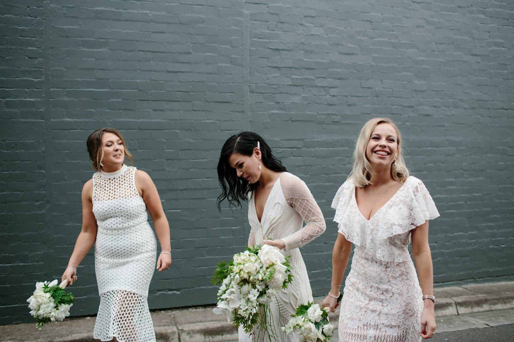 mismatched white bridesmaid dresses
