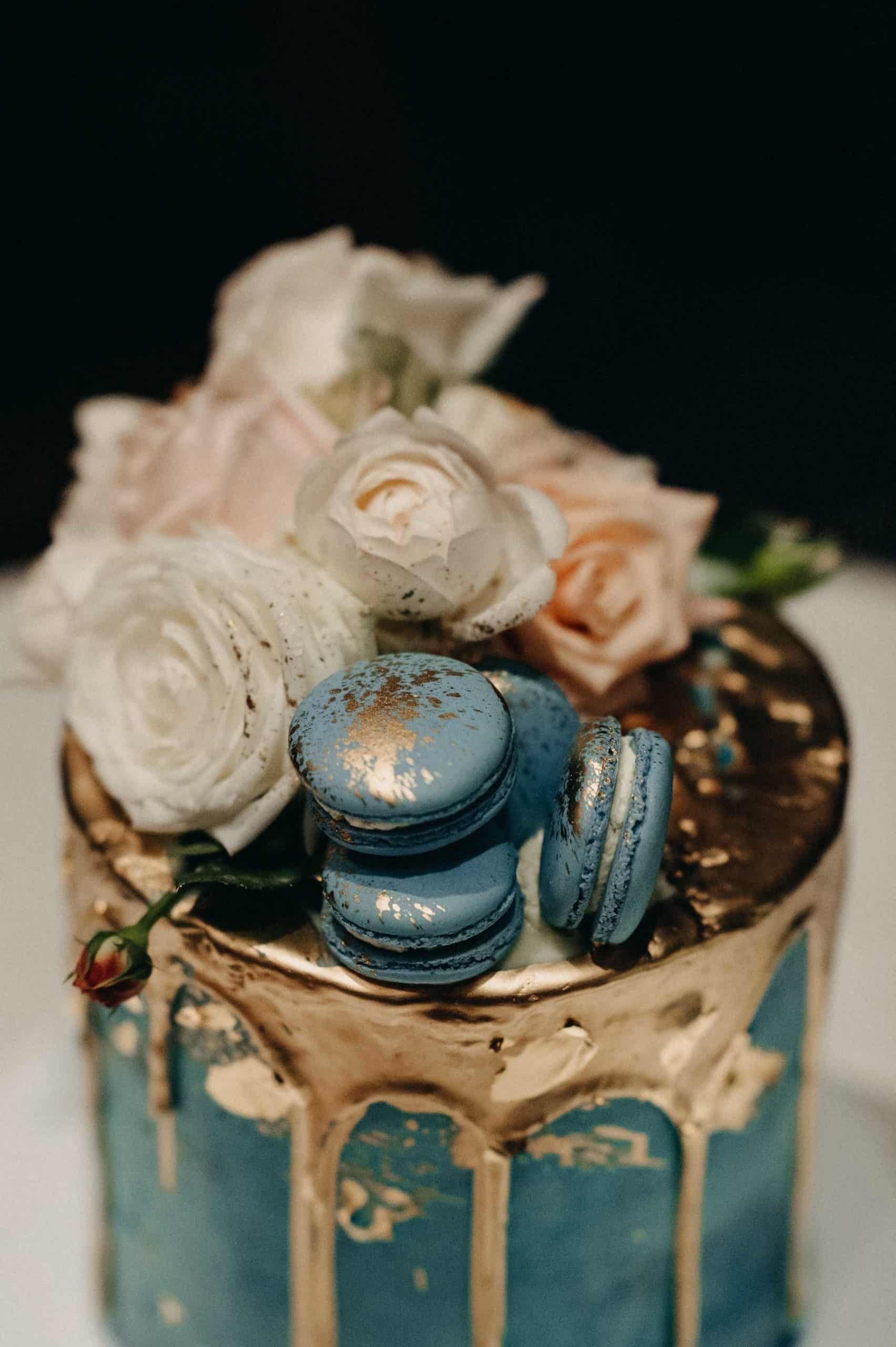 best wedding cakes of 2019 - blue cake with gold drip