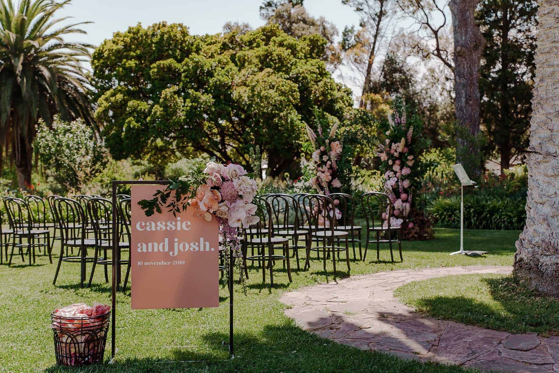 blush and lilac floral wedding arbour