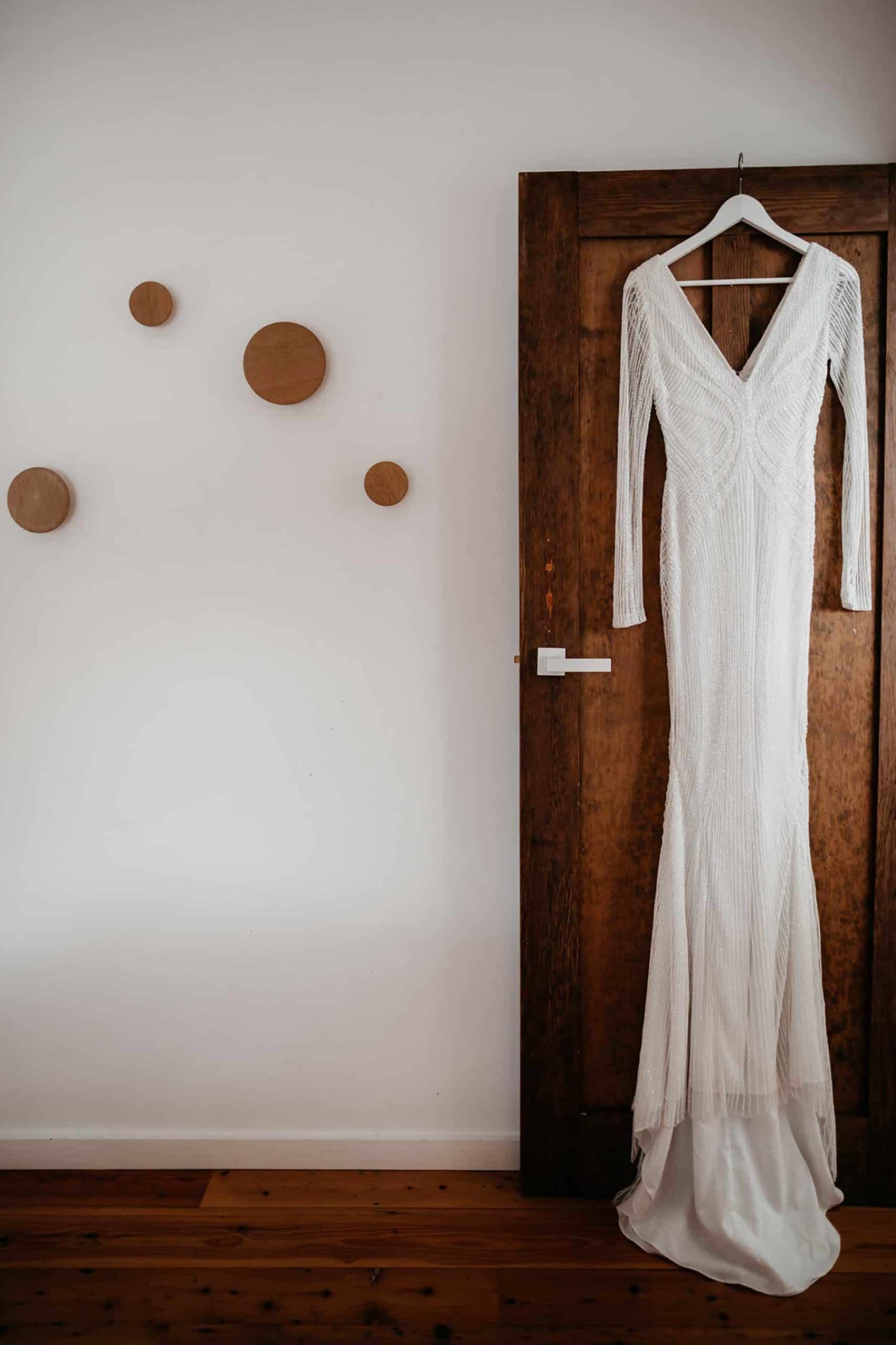 long sleeve beaded wedding dress by Rachel Gilbert