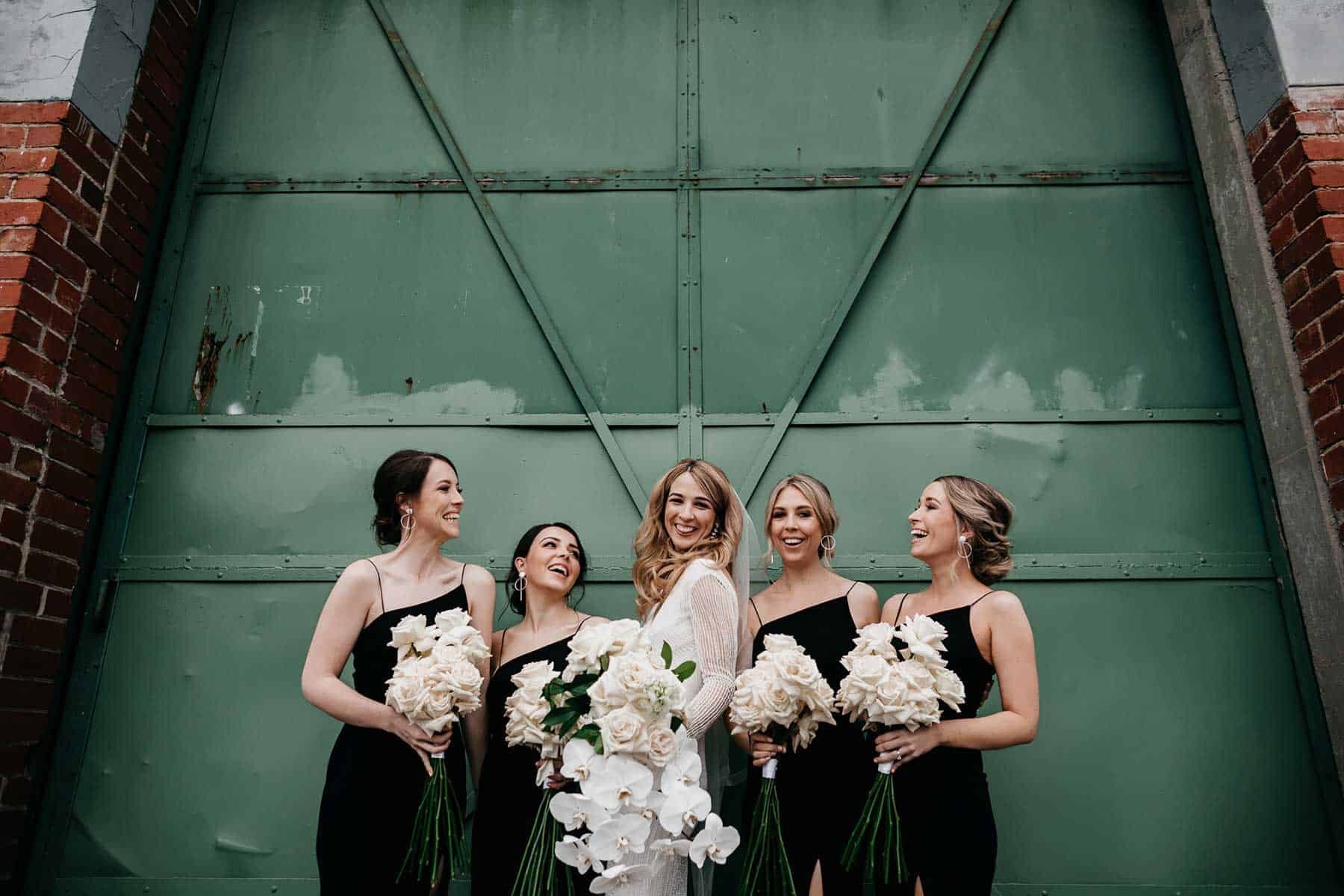 modern all-in-black bridal party