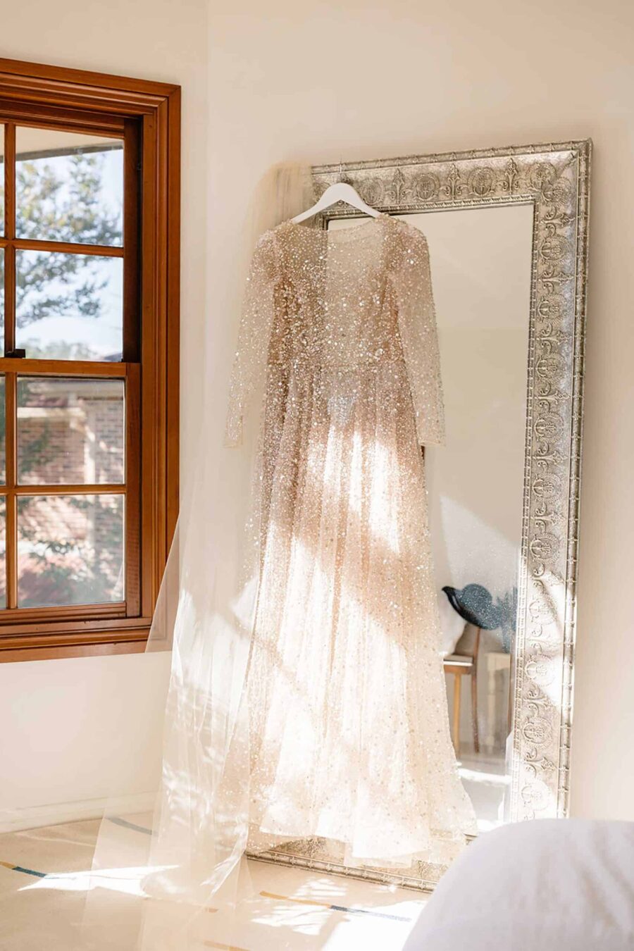 long-sleeve sequin wedding dress by Chosen by One Day