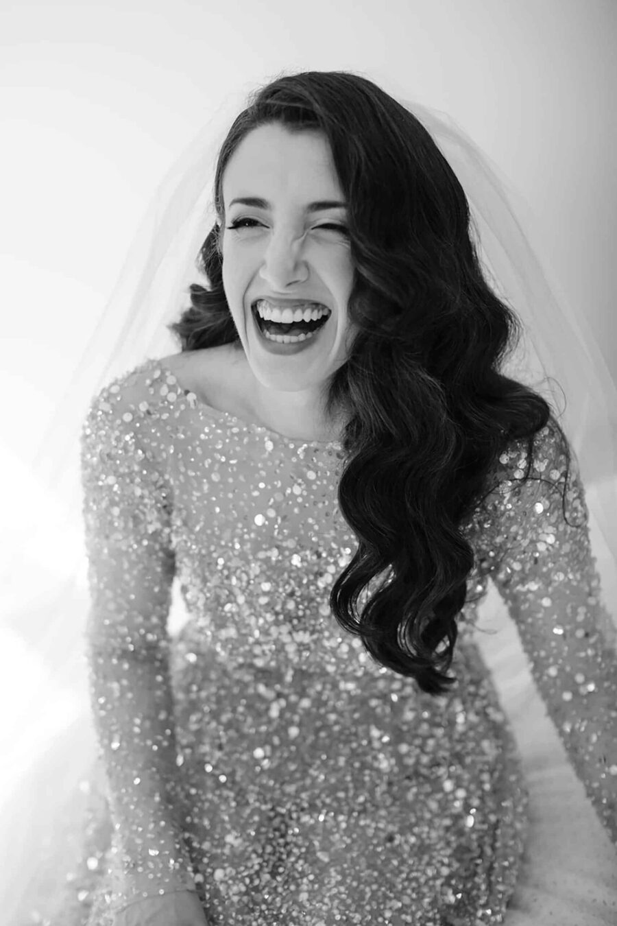 long-sleeve sequin wedding dress by Chosen by One Day