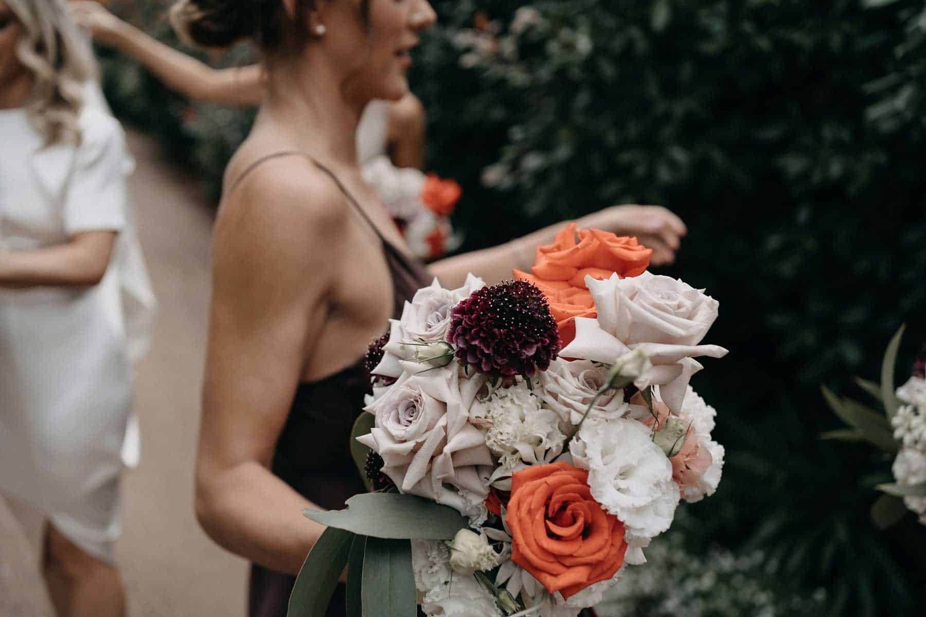 blush and coral bridesmaid bouquet
