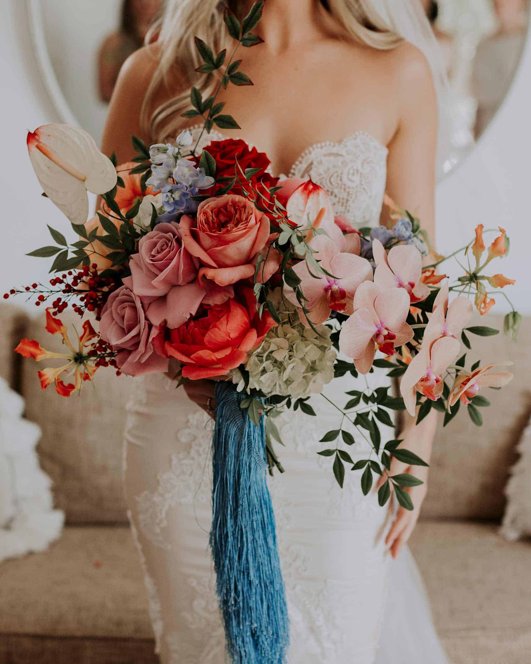 colourful unstructured bridal bouquet
