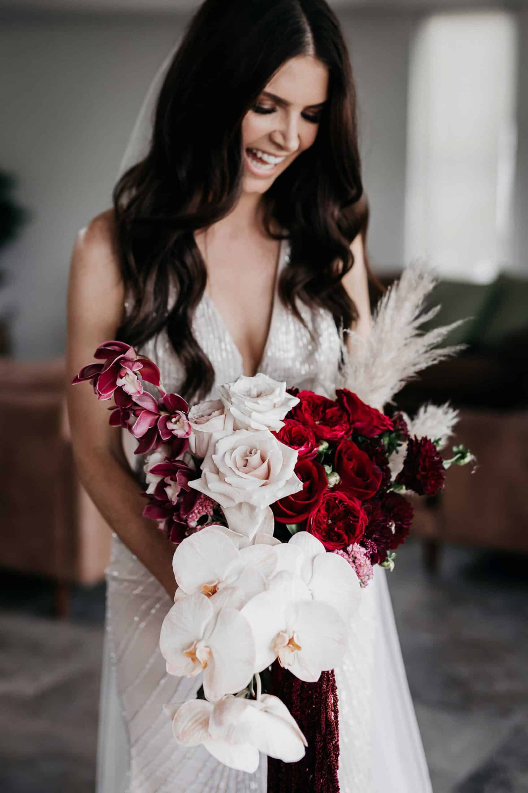 moody, unstructured bridal bouquet 