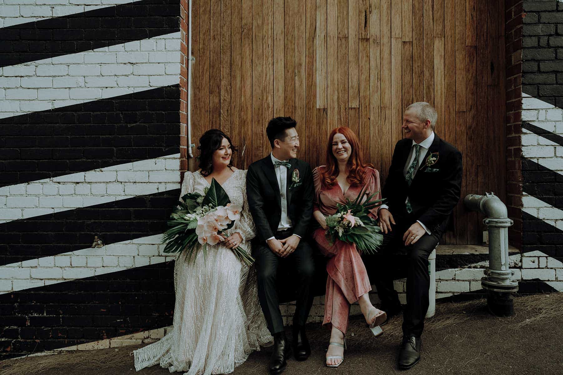 colourful warehouse wedding at The Line in Footscray