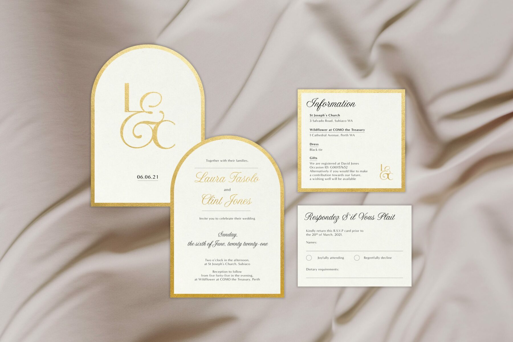 Arch Traditional Gold Wedding Invitation Suite.jpg